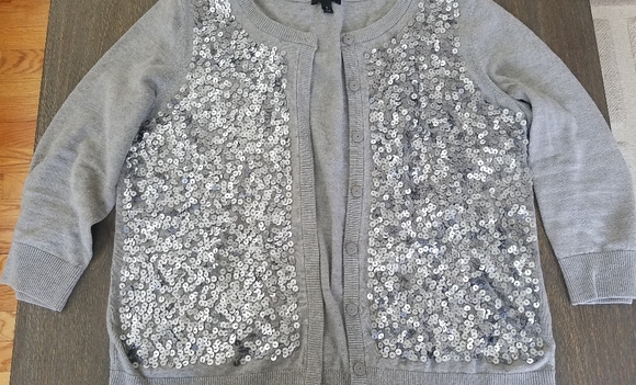grey sequin cardigan